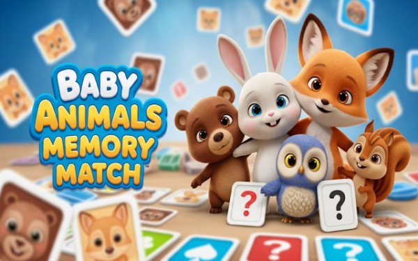 Baby Animals Memory Match Online Puzzle Game